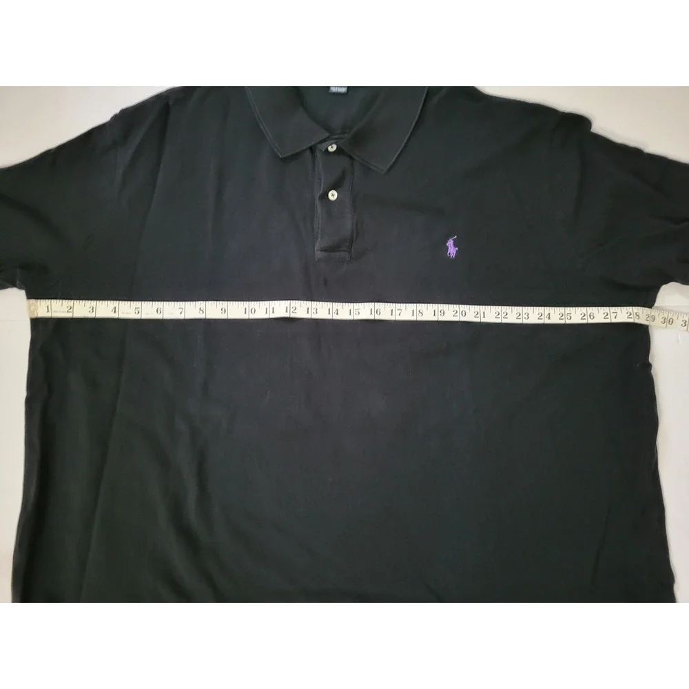 Polo Ralph Lauren Mens 3XB Black Short Sleeve Polo Shirt Purple Pony Big Tall